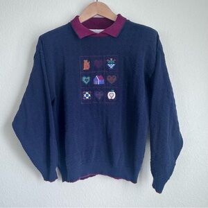 Vintage Chelsea Gardens Cotton Knit Sweater Size L. Retro Art Teacher.